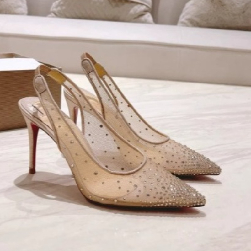 Wedding Shop - Mesh Rhinestone Rear Empty Stiletto Women's